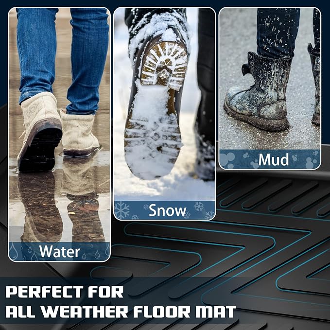 Floor Mats for 2015-2026 Ford F150 Super Cab & Extended Cab (Not for SuperCrew Cab), TPE All Weather Car Floor Liners, Anti-Slip Automotive Mats Compatible with F150 Accessories, Black