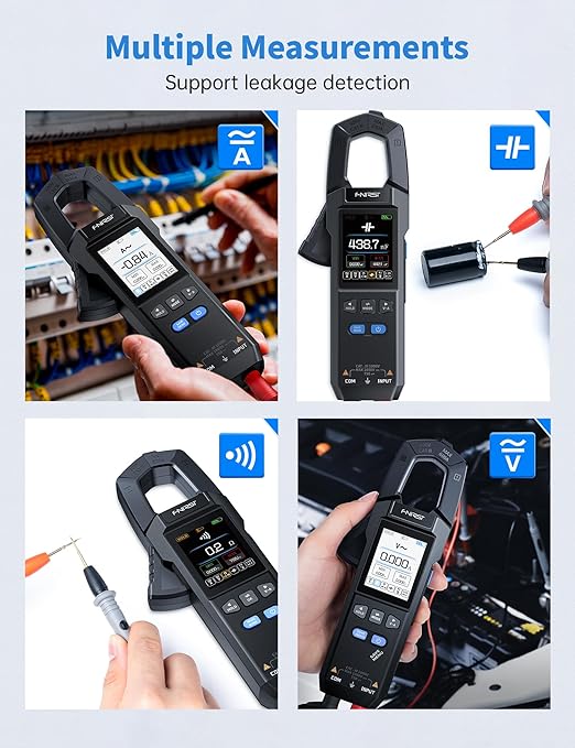 FNIRSI DMC-100 Digital Clamp Meter Multimeter 9999 Counts TRMS, 600A Curve Recording Rechargeable Amp Meter, Measures NCV, AC/DC Voltage Current, Continuity Capacitance Diode Resistance, Temperature