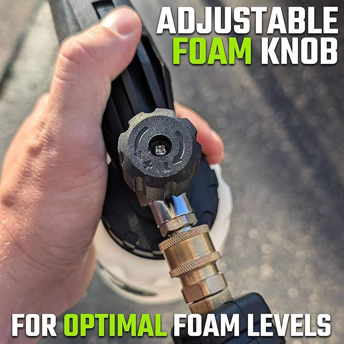 ExoForma Foam Cannon - Heavy Duty Foam Blaster, Adjustable Foam Nozzle, Creates Thick Foam & Suds for Pressure Washer, 1/4" Quick Connector, 1L Bottle