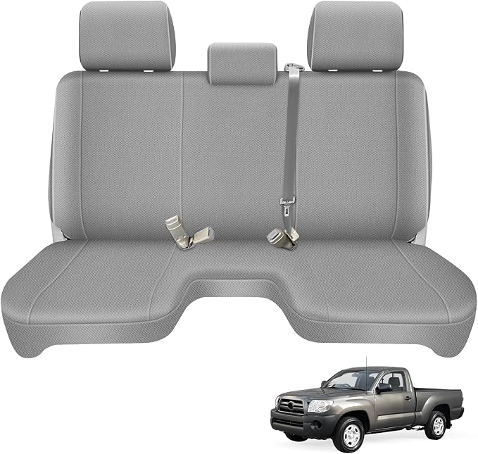 Knitted Truck Seat Cover Compatible with 2005-2014 Toyota Tacoma, Front Bench Seat Cover with Large Notched, Gray