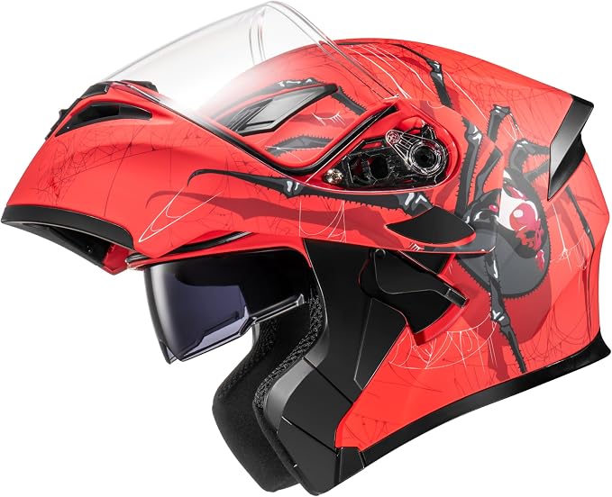 KYPARA Motorcycle Dual Visor Flip up Modular Full Face Helmet with DOT Certification of Impressionism