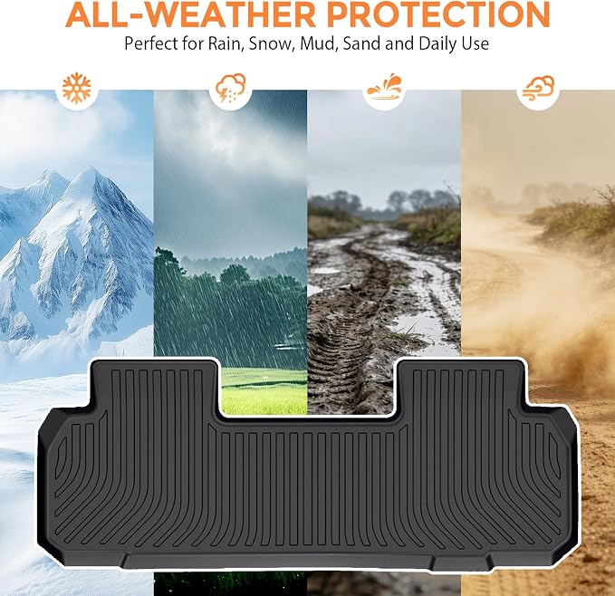 Floor Mats for Buick Enclave 2018-2024, Heavy Duty TPE All Weather Protection, Waterproof Non-Slip Black Car Liners (Three-Row Floor Mats & Cargo Liner)