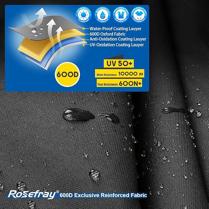 Rosefray Motorcycle Cover 600D Waterproof for Touring Models Harley Davidson Nightster,Sportster, Fat Boy Indoor & Outdoor Storage Black