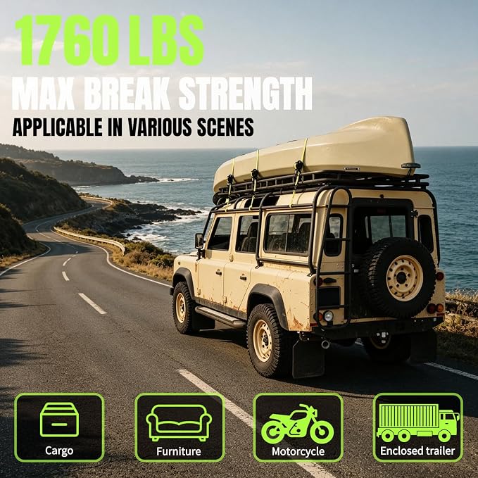 Retractable Ratchet Straps, 4-Pack, 1 Inch x 12 Feet Heavy Duty Tie Downs, 1760lb Break Strength, Self Retracting for Truck, Cargo, Trailer, Motorcycle, ATV, UTV (Yellow, 4pack)
