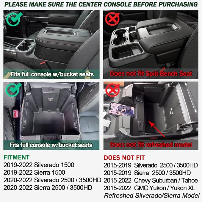 TOPINSTALL Full Size Tray and Stake Pocket Covers Compatible with 2019-2022 Silverado 1500/Sierra 1500 and 2020-2023 Silverado/Sierra 2500HD 3500HD, Tray (Bucket Seats Only)