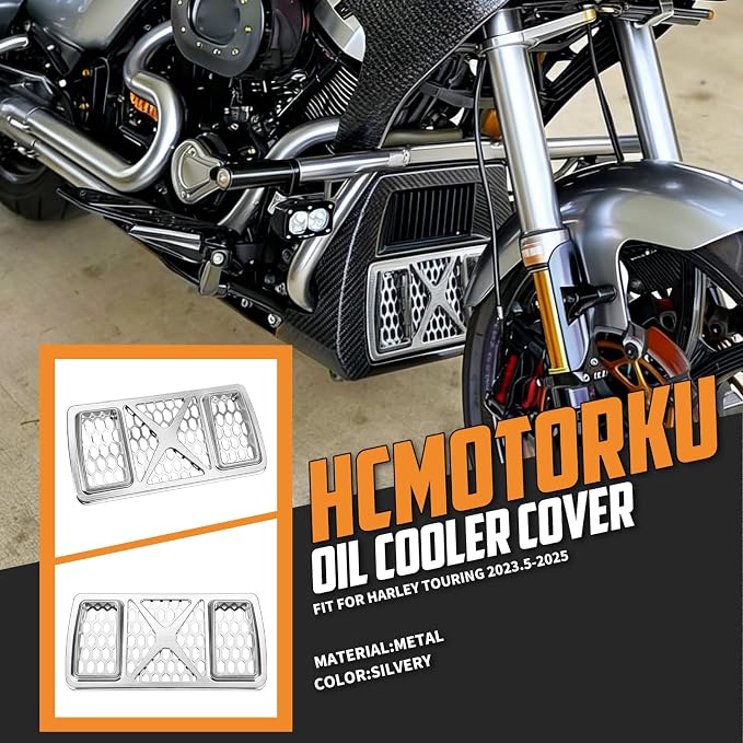 Radiator Guard Grille Oil Cooler Cover Fit For Harley Touring Road King Street Glide Electra Glide Ultra Limited 2023.5-2025 Silver