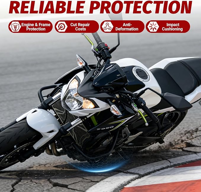 Motorcycle Crash Bar for Z650 ER650 2017-2026 | Engine Guard Highway Bar Bumper Side Falling Protection High-Temp Powder Coating