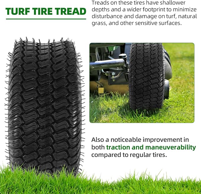 AR-PRO (2-Pack) 15x6.00-6 Lawn Mower Tires, Replacement 4 Ply Front Lawn Mower Tire Tubeless, 570lbs Load Capacity, Fit for Most Riding Mower, Lawn Garden Tractors