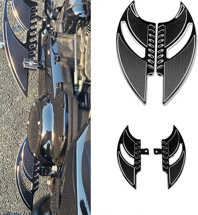 Motorcycle Floorboards Set Driver Passenger Footboards Front Rear Foot Pegs Fit For Harley Touring Road Glide Electra Glide Street Glide Softail Dyna (Black)