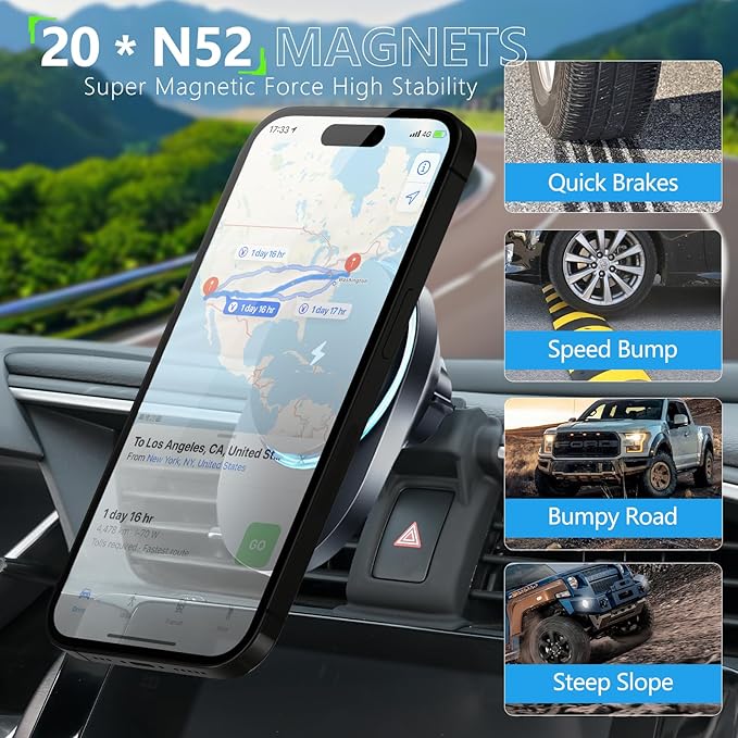 CLEC for Honda Civic 2016-2021 Magnetic Wireless Car Charger Phone Holder Mount Custom Fit for Honda Civic 2016-2021 15W Fast Charging Car Phone Holder Wireless Charger