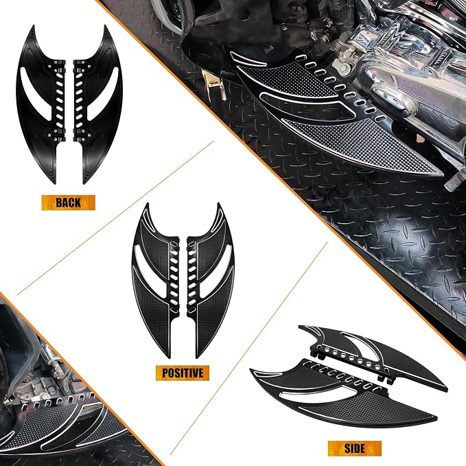 Motorcycle Driver Floorboard Front Rider Footboards Pedal CNC Foot Pegs Fit For Harley Touring Road King Road Glide Electra Glide Street Glide 1986-2025 Softail Dyna (Black)