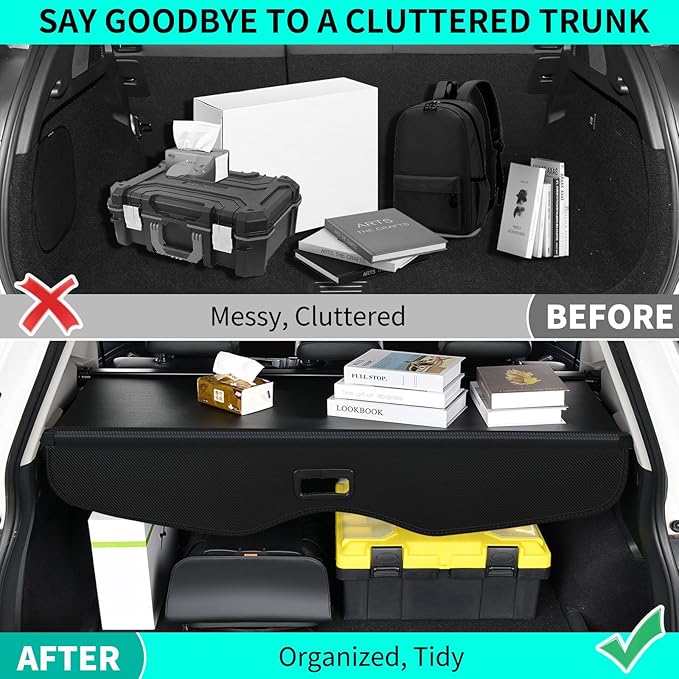 Tecoom Cargo Cover fit for Chevy Blazer Accessories 2019-2024, Retractable Rear Trunk Cover Luggage Security Shade, Anti-Peeping Privacy Screen Protector, Carbon Fiber Texture