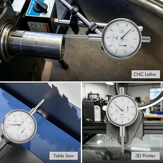 PEC Tools Precision Dial Indicator 0-1" Range, 0.0005" Resolution | Lug-On-Center Back