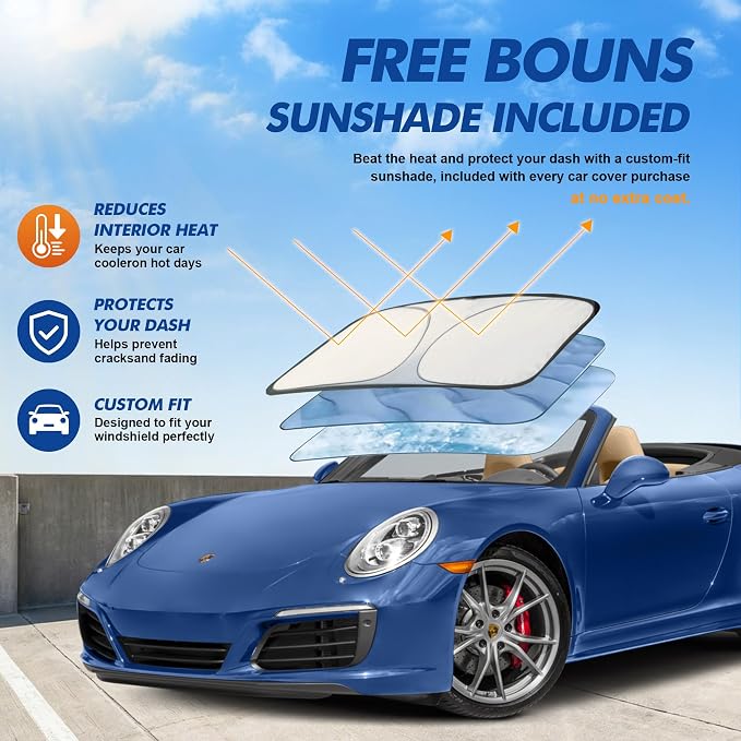 Car Cover Waterproof All-Weather,Heavy-Duty Outdoor Full Exterior Automobiles Sedan/Coupe (Length 179-185 inch) with Windshield Sun Shade Universal Fit Corvette C4 C5 C6 C7,Acura NSX etc
