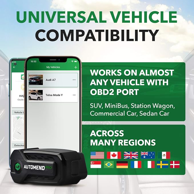 Automend Pro OBD2 Scanner - Automotive OBD2 Scanner Diagnostic Tool for iOS and Android | Bluetooth Car Code Reader for Most Vehicles | Easy to Understand Auto OBD Scanner and Check Engine Code Reader