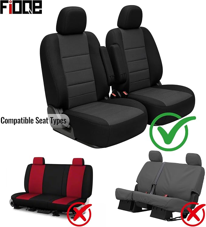 Heavy Duty Composite Fabric Front Seat Covers with Armrest for Nissan Titan 2004-2012 Easy to Clean and Washable - Black