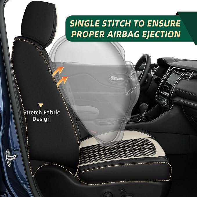 Fit for GMC Terrain 2010-2024 2025 2026 5 Seats Full Set Black Ice Silk Seat Covers (5 Seat, Black&White)