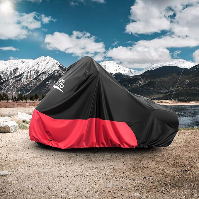 KEMIMOTO Heavy Duty 420D Motorcycle Cover Fits Side Top Box Waterproof Outdoor Compatible with Touring, Touring Ultra Limited Road King Street Glide Road Glide All Weather Dust Sunlight Rain Cover