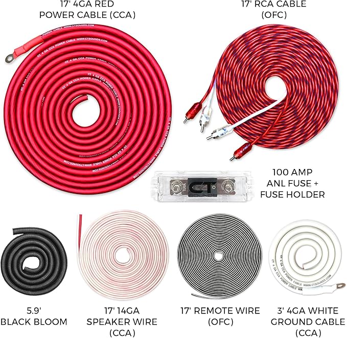 CT Sounds 4 Gauge CCA Complete Amp Wiring Install Kit, AMPKIT-4GA-PRO