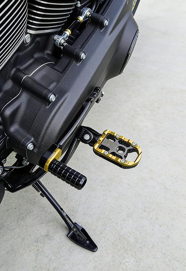 Motorcycle Mid Control Kit Footpegs Linkage Lever Set Fit for Harley Softail Low Rider FXLRS 2020-2025 FXLRST 2022-2025 Street Bob FXBB 2018-2025 (Yellow)