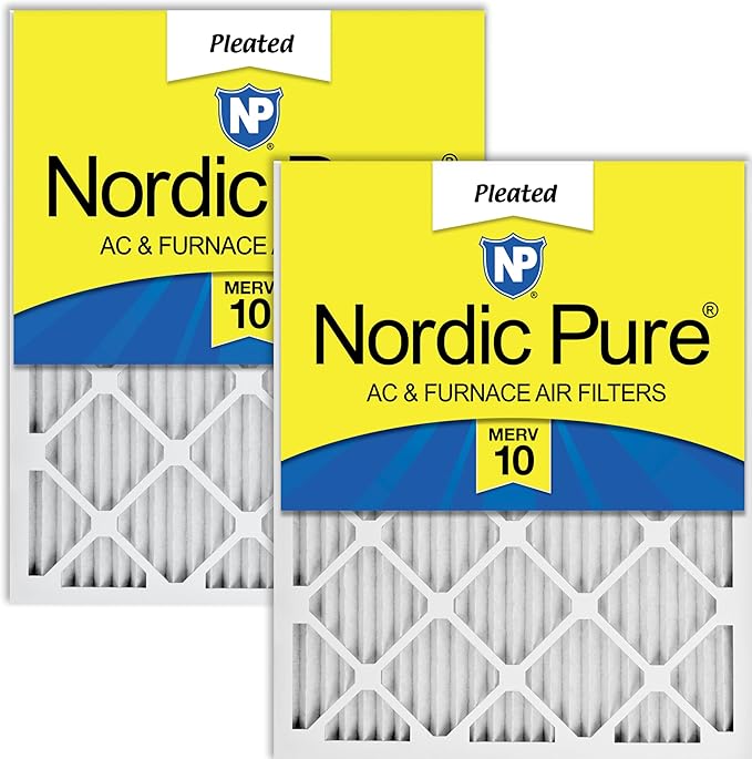 Nordic Pure 18x18x1 (Actual Size: 17 3/4 x 17 3/4 x 3/4) Pleated MERV 10 Air Filters 2 Pack