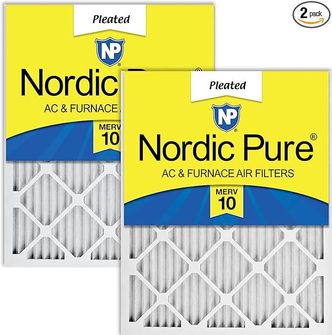 Nordic Pure 10x20x1 (Actual Size: 9 1/2 x 19 1/2 x 3/4) Pleated MERV 10 Air Filters 2 Pack