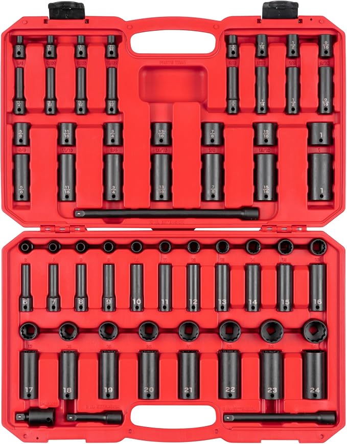 TEKTON 3/8 Inch Drive Impact Socket Set, 72-Piece | SID91406