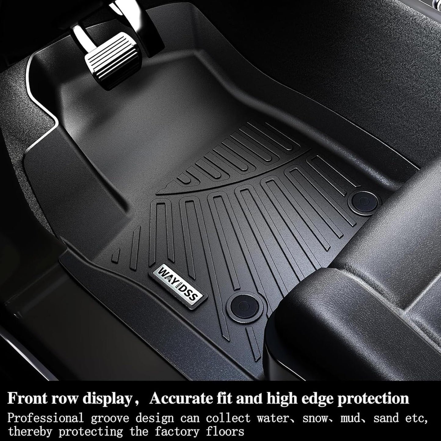 Floor mat for 2017-2024 2025 Chrysler Pacifica Gas Touring Models(Non Hybrid & Non Pinnacle Model) Cargo Mat with Backrest Protection, TPE All Weather Car Floor Liners Cargo Liners Accessories-Black