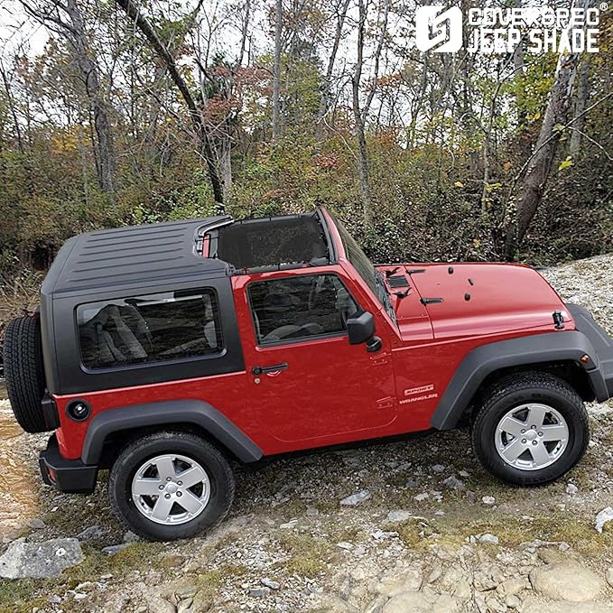 JK Sun Shade Top Compatible with Jeep Wrangler 4 Door 2007 to 2018 Sunshade Sunroof Bikini Cover Blocks UV Wind Noise Black Mesh for Front