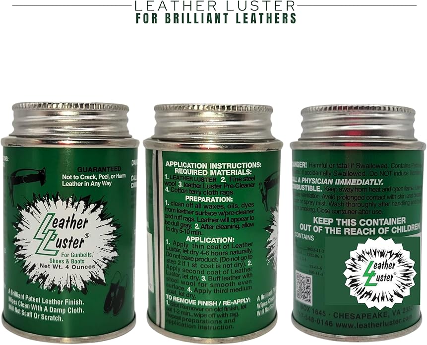 Skin Revolution Leather Luster Patent Leather Polish, Cleaner and Conditioner | Made in the USA, 4oz