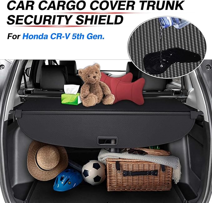 Powerty Retractable Cargo Cover for 2017-2022 Honda CRV-Canvas Texture Trunk Cover Privacy Screen Rear Security Shade for CR-V Accessories (Not for Honda HRV)