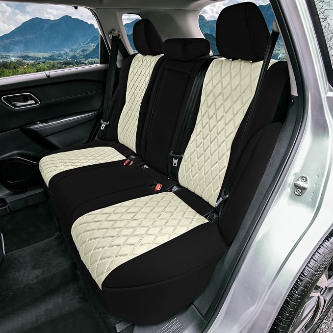 FH Group Custom-Fit Car Seat Covers Specifically Made for 2021-2026 Nissan Rogue, Full Set Beige Ultraflex Neoprene Waterproof Automotive Seat Cover
