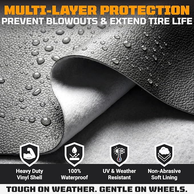 TIRESHIELD PRO Trailer Tire Covers (Set of 2) - Heavy Duty All-Weather UV-Resistant Protective Wheel Covers w/StormLock-System - Year-Round Protection for Your Trailer Tires w/ 32-34.75" Diameter