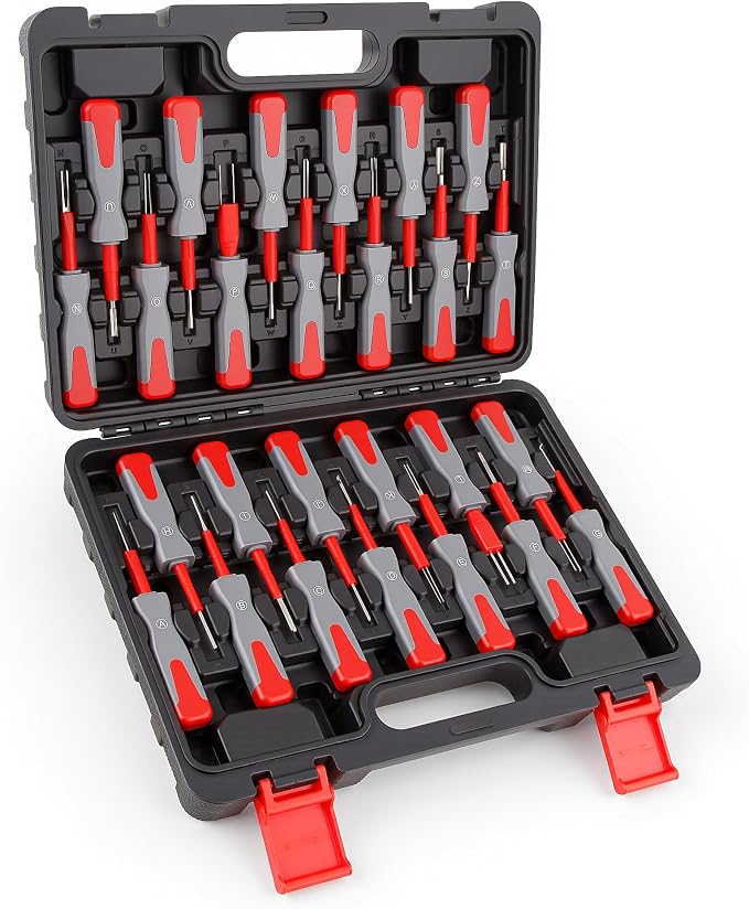 26PCS Universal Terminal Removal Tool Kit, Connector Pin Removal Tool for Replace Universal Automotive Vehicle Wire Harness Pin Connector Release