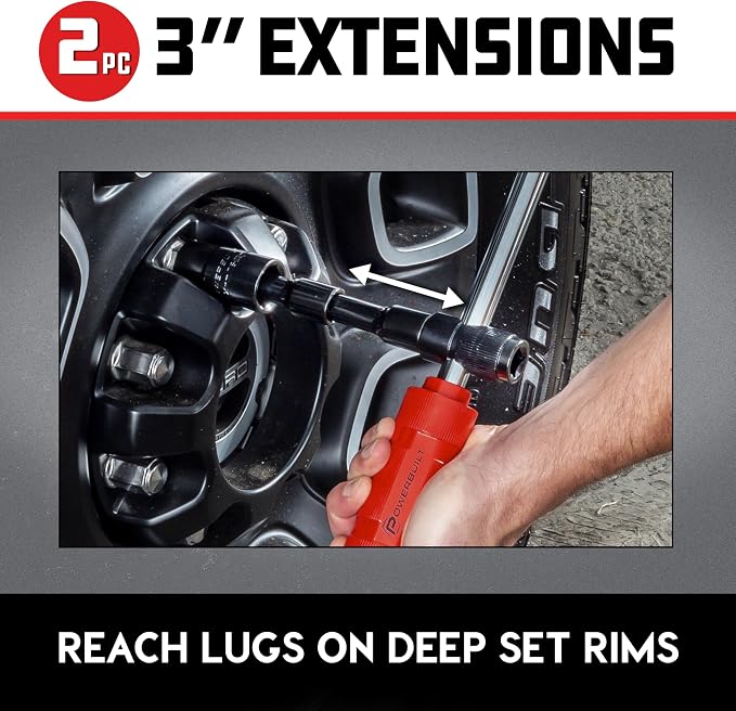 Powerbuilt Billy Club Universal Lug Wrench with Socket Storage, SAE and Metric, Remove Lug Nuts Tire Wheels - Gen-3 643045ECE
