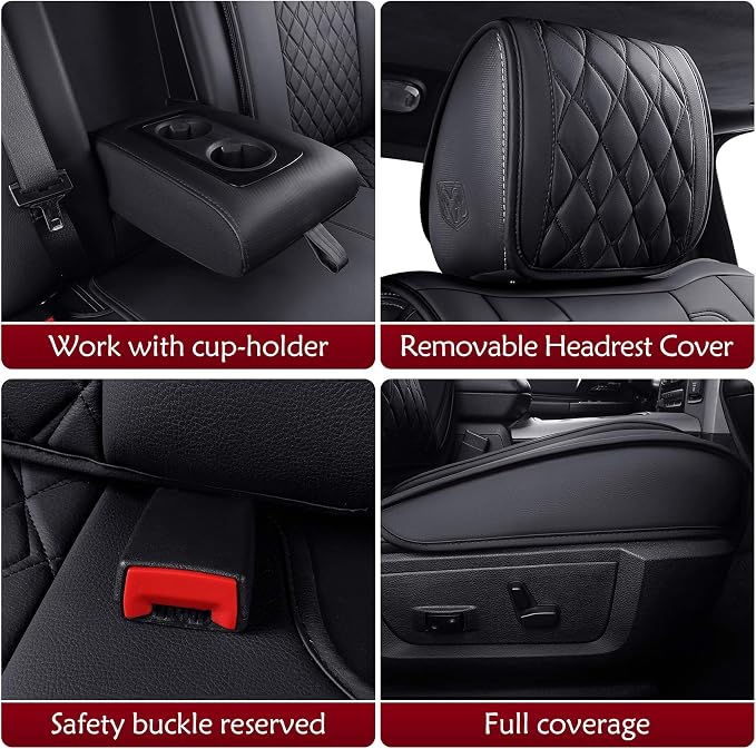 Aierxuan Dodge Ram Car Seat Covers Custom Fit 2009-2026 1500, 2010-2026 2500/3500 Laramie Big Horn Longhorn Crew Quad Regular Cab Waterproof Leather Truck Pickup Cushions(Full Set/Black)
