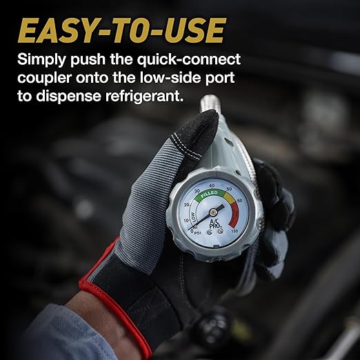 InterDynamics Car Air Conditiioner Gauge and Hose by InterDynamics, A/C Pro Air Conditioner Recharge Gauge and Dispenser for Cars, Trucks, 24 In Hose