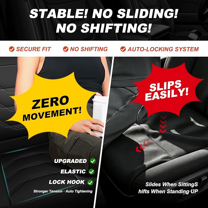 for Ford F150 SuperCrew Seat Covers 2009-2026 Full Set All Trims | Custom Leather F250/F350/F450 Seat Covers 2017-2026 XL XLT Lariat Platinum King Rach Limited Airbag Safe Full Waped, Black