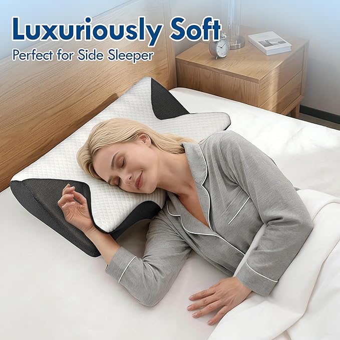 Sleep Apnea Pillow, Dreamers Relief Pillow Side Sleeper, 2 in 1 Cervical Pillow for Neck Pain Relief and for Back Side Stomach Sleeper
