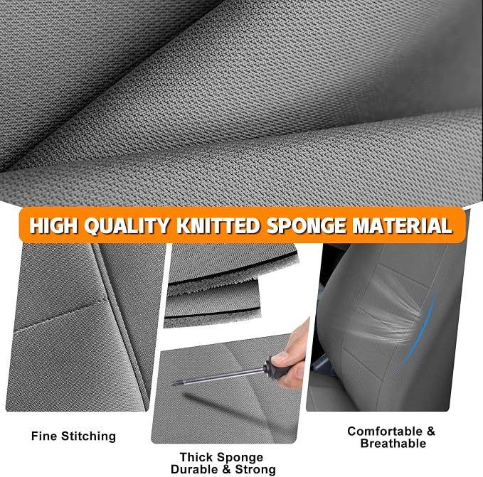 Truck Seat Cover Compatible with 1987-1991 Ford F150 Front Bench with Opening Armrest and Molded Headrest, Charcoal