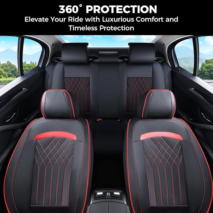 FLORICH Car Seat Covers Full Set, Leather Seat Covers for Cars, Waterproof Car Seat Protector Breathable, Front and Back Seat Covers for Cars, Automotive Seat Covers Universal Fit for Most SUV Truck