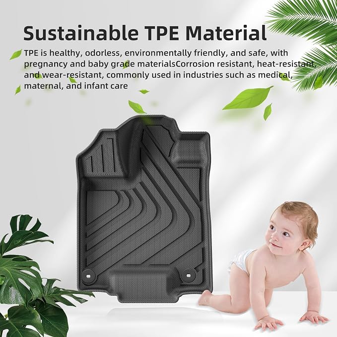 SMABEE Floor Mats for 2017-2026 Honda Ridgeline Crew Cab, TPE All Weather Floor Liners for Ridgeline Accessories Inteior Black