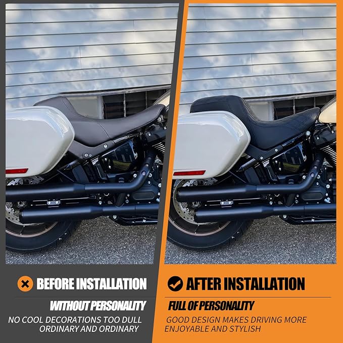 Motorcycles Two-Up Seat Front Rear Driver Passenger Cushion Seat Fit for Harley Low Rider FXLR FXLRS Sport Glide FLSB 2018-Up (Black Stitching)