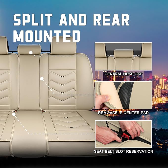 CTDS Car Seat Covers for Chevy Equinox 2005-2026, Stylish Sport Seat Cover, Premium Nappa Leather Car Seat Cover. Automobile Seat Covers Sets.(Luxury 5 Seats/Beige)