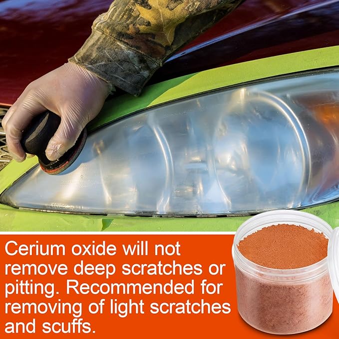 Teenyyou 10 oz Cerium Oxide Polishing Powder for Glass with 1 Plastic Bottle 3.5 Um Cerium Oxide High Grade Polishing Compound Glass Scratch Remover for Repair Buffing Ceramics