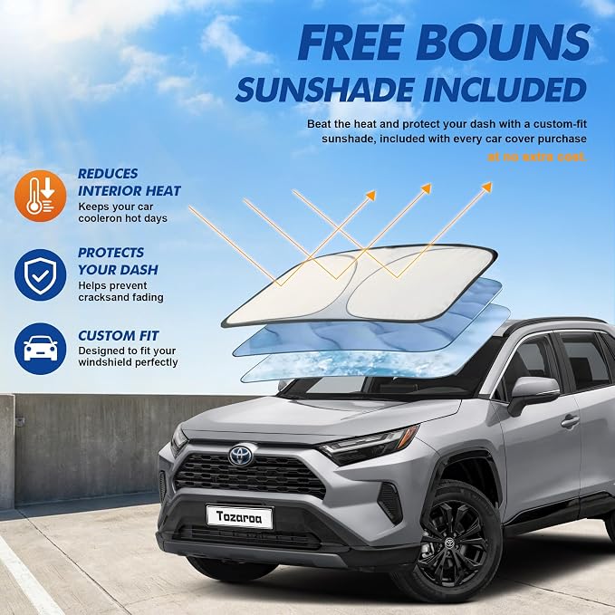 Car Cover Waterproof All-Weather,Heavy-Duty Outdoor Full Exterior Automobiles SUV(Length 182-190 inch) with Windshield Sun Shade Universal Fit Toyota RAV4,CRV,Model Y,Q5,Equinox,Rogue etc
