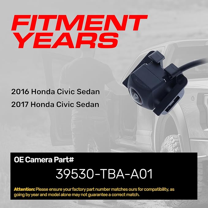 Master Tailgaters Replacement for Honda Civic Sedan (2016-2017) Backup Camera OE Part # 39530-TBA-A01