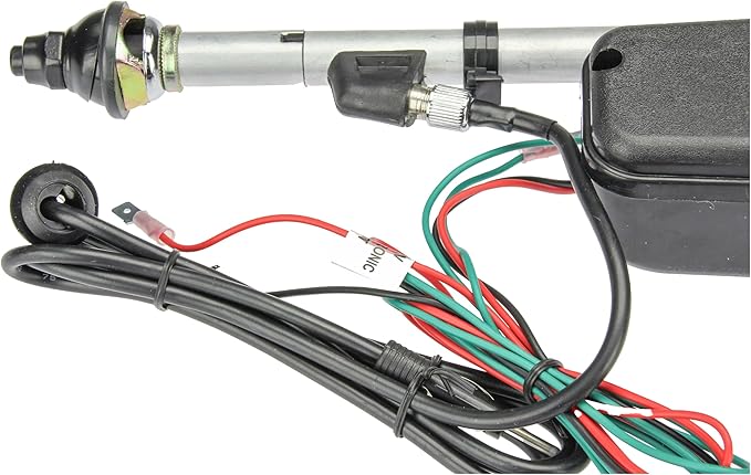 URO Parts AUTA2050B Power Antenna Kit, Universal Power Antenna w/Black Mast; Includes mounting Hardware and Electrical connectors; for Vehicles with 0-30 Degree Body Slopes