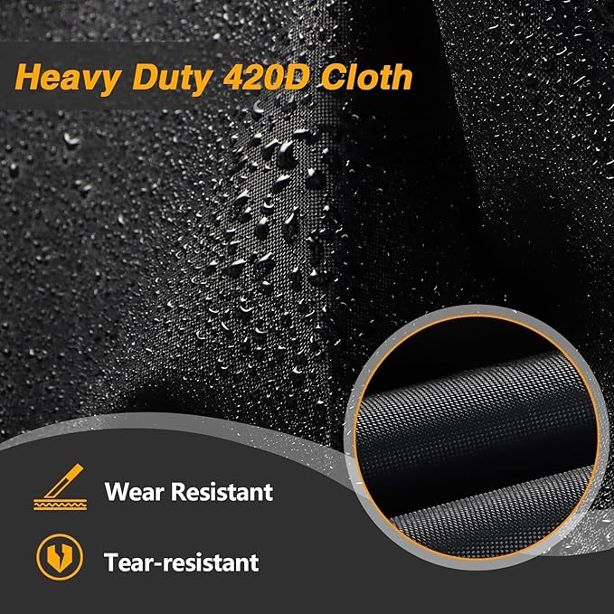 EVRBUL Motorcycle Cover Waterproof Heavy Duty 420D Outdoor Motorbike Sun Cover Compatible with Harley Heritage Softail Classic Fat Boy Softail Slim and up to 98’’ Most Motorcycle (Without Side Box)