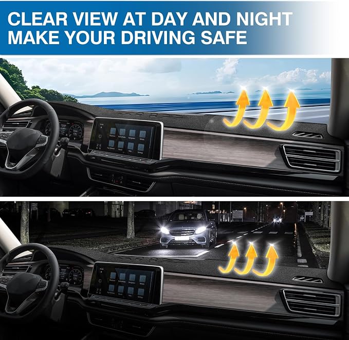 KUST Black Dash Cover for Volkswagen/VW Atlas 2024 2025 2026 with HUD Polyester Dashboard Cover Non-Slip Interior Accessories for VW Atlas Custom Fit Dash Mat Sunshade Windshield No Glare